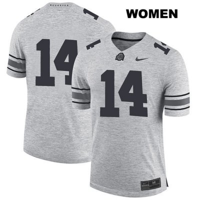 Women's NCAA Ohio State Buckeyes Isaiah Pryor #14 College Stitched No Name Authentic Nike Gray Football Jersey QR20N76KZ